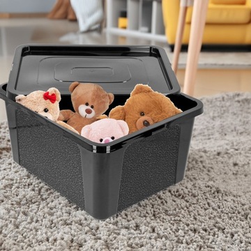 Пластиковый ящик-органайзер, 20л, черный, большой, для игрушек