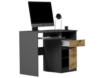 Мебельный компьютерный стол 96см, антрацитовый микс, ремесленный N35