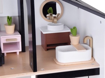 Современный деревянный кукольный домик в стиле ЛОФТ + мебель для кукол ZA5073