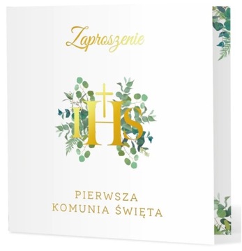Zaproszenia Komunijne Komunia IHS Złote 10szt.