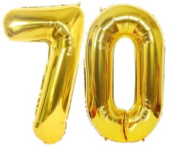 Balony foliowe cyfry 70 urodziny złote hel 70 cm