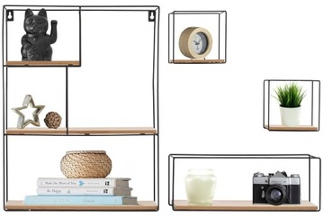 PÓŁKA ŚCIENNA METALOWA LOFT ZESTAW PÓŁEK 4 SZT