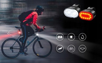 СВЕТОДИОДНАЯ ВЕЛОСИПЕДНАЯ ЛАМПА USB ПЕРЕДНЯЯ ЗАДНЯЯ ВЕЛОСИПЕДНАЯ КОМПЛЕКТ