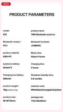 Bluetooth-наушники XO X23 TWS желтые