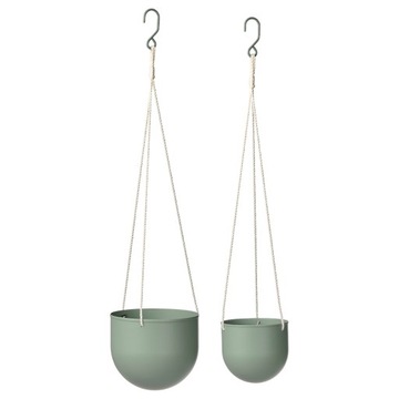 IKEA DAKSJUS Wisząca doniczka Kwietnik szarozielony 2 szt 20 i 15 cm