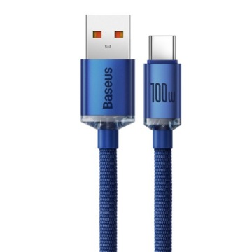 Кабель Baseus Crystal Shine USB — USB-C, 100 Вт, 1,2 м (синий)
