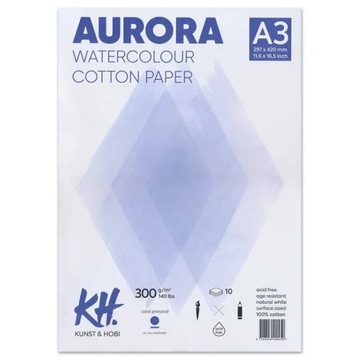 Papier do Akwareli AURORA 100% Bawełna Cold Pressed A3