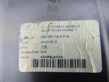 BOK POHOVKA PRAVÝ ZADNÍ ULOŽENÍ AIRBAG VW PASSAT B7 3G5885702D