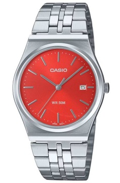 STALOWY WODOSZCZELNY KLASYCZNY ZEGAREK CASIO MTP-B145D -4A2 CZERWONY