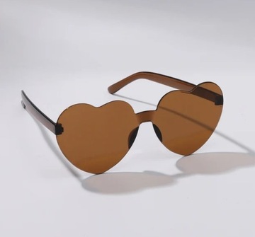 ДЕТСКИЕ СОЛНЦЕЗАЩИТНЫЕ ОЧКИ СЕРДЦЕ ПРОЗРАЧНЫЕ КОРИЧНЕВЫЕ ДЛЯ ВЕЧЕРИНКИ