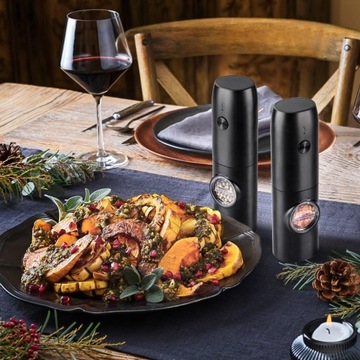 ЭЛЕКТРИЧЕСКАЯ ИЗМЕЛЬКА ДЛЯ СОЛИ И ПЕРЦА СО СВЕТОДИОДНЫМ ОСВЕЩЕНИЕМ ДЛЯ РЕСТОРАНОВ