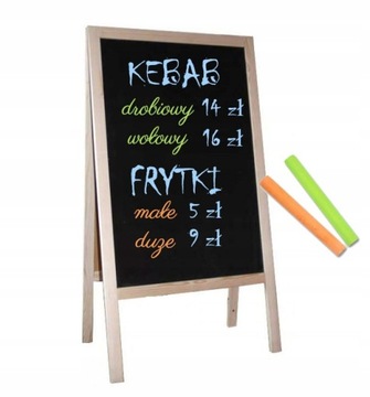 STOJAK REKLAMOWY DWUSTRONNY POTYKACZ KREDOWY DREWNIANY TABLICA GRATIS 90x50