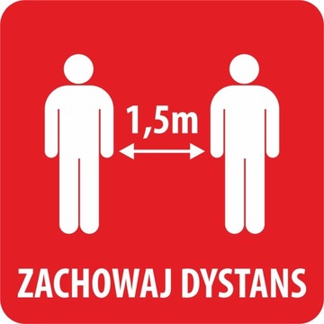 Naklejka DYSTANS zachowaj dystans 13x13cm