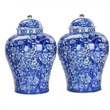 2x Porcelana w stylu chińskim, Słoik na Imbir, Szkliwiony Klasyczny Stół