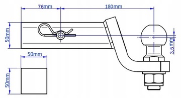 ZAŘÍZENÍ(HÁK) DO AUT Z USA 3500KG ADAPTÉR 50X50MM JEEP ISUZU RANGER GMC FORD F-150