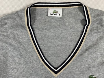 Lacoste sweterek v-neck męski logo unikat ideał L
