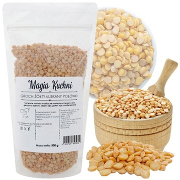 Groch ŻÓŁTY POŁÓWKI łuszczony 500g NATURALNY