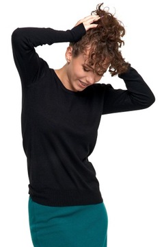 ЭЛЕГАНТНЫЙ УДОБНЫЙ ЖЕНСКИЙ ДЖЕМПЕР С ДЕКОРАТИВНЫМИ ПУГОВИКАМИ MORAJ XL ЧЕРНЫЙ