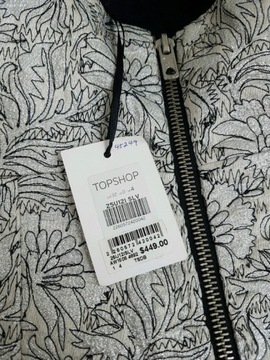 Topshop Unique premium sukienka ze srebrną nitką z suwakiem w kwiaty 32 XXS