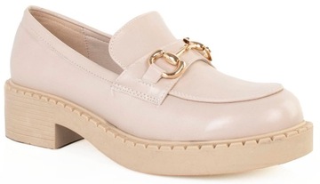 6464 БЕЖЕВЫЕ ЛОФЕРЫ ОБУВЬ НА ЦЕПИ НА ПЛАТФОРМЕ 40