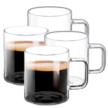 Kubek termiczny do kawy i herbaty 500 ml Wilmax ze szkła żaroodpornego 4szt