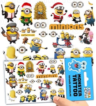TATUAŻE ZMYWALNE TYMCZASOWE DLA DZIECI DZIECIĘCE MINIONKI WZORY ORYGINALNE
