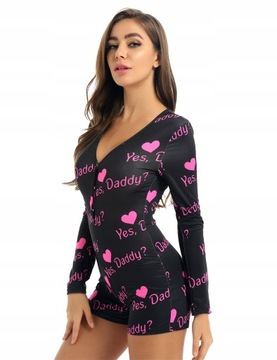 Women Yes Daddy Letter Leopard Printed Sleepwear J