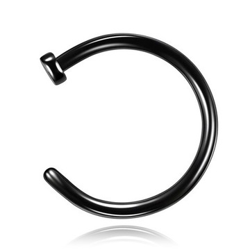 KÓŁKO OTWARTE DO NOSA CZARNE HOOP STAL 316L 1,0/6