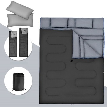 PODWÓJNY ŚPIWÓR DWUOSOBOWY TURYSTYCZNY DLA DWÓCH OSÓB CIEPŁY DUŻY 150 x 220