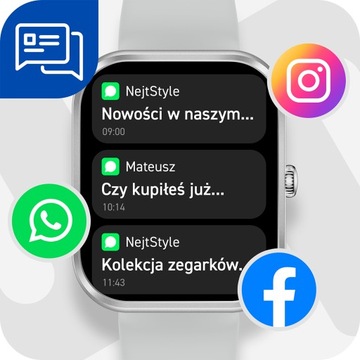 SMARTWATCH DAMSKI MĘSKI ZEGAREK ROZMOWY POWIADOMIENIA SPORT POLSKIE MENU