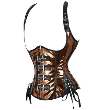Sexy Leather Corset Top Steampunk Bustier and Cors