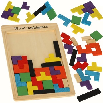 PUZZLE DREWNIANE KLOCKI MONTESSORI UKŁADANKA TETRIS 3D ZESTAW GRA LOGICZNA