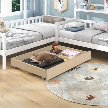 Детская кровать-домик с ящиками и полками 90х200 см + 140х70 см белая