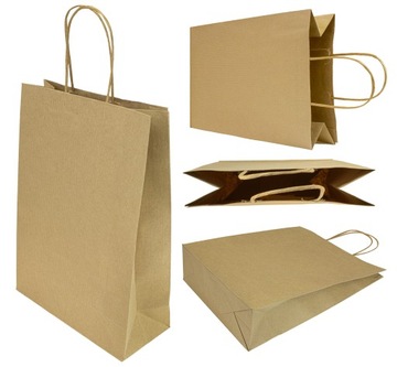 Torebki papierowe brązowe 24x10x34 PREMIUM 10 szt