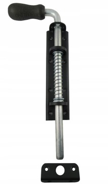 ZASUWA SPRĘŻYNOWA 300 DREWNIANA RĄCZKA BRAMA CZARNA