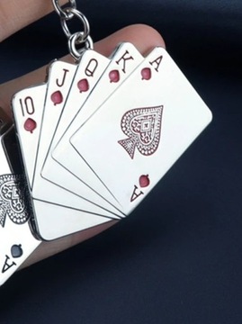 Брелок для карточной игры «Флеш-рояль» с полными уличными картами, казино «Туз, король, королева»