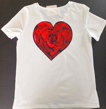 Cocomore T-shirt damski biały z czerwonym sercem