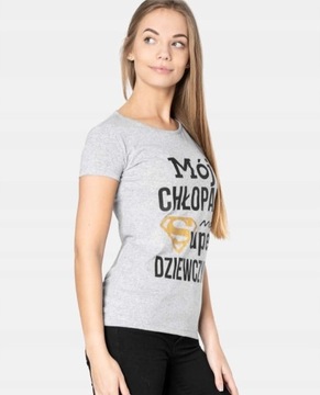 t-shirt bluzka szara ,Mój chłopak ma Super ...'' S