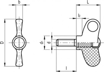ВИНТ-БАБОЧКА ИЗ НЕРЖАВЕЮЩЕЙ РЕЗЬБЫ M6X30