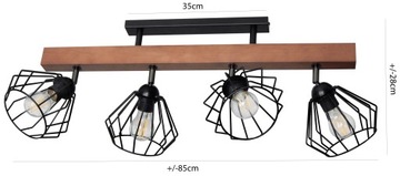 ПОТОЛОЧНЫЙ СВЕТИЛЬНИК 4PR LED ДЕРЕВЯННЫЙ ПРОВОД