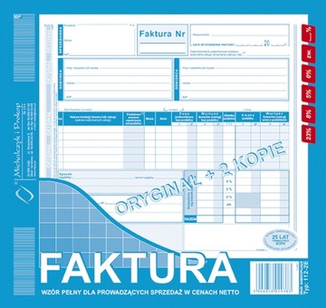FAKTURA WZÓR PEŁNY DLA PROWADZĄCYCH SPRZEDAŻ W CENACH NETTO 2/3 A4 112-2E
