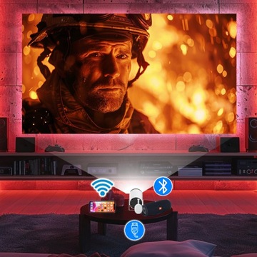 RZUTNIK PROJEKTOR ANDROID TV WIFI FULL HD PRZENOŚNY SMART GŁOŚNIK OSTROŚĆ +