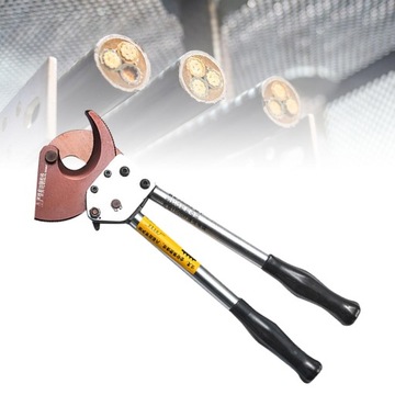 Кабельный резак с храповым механизмом. Нескользящая рукоятка из углеродистой стали.