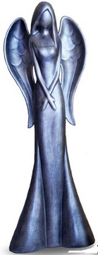FIGURKA ANIOŁ DEKORACJA SREBRNY OZDOBA 42 CM