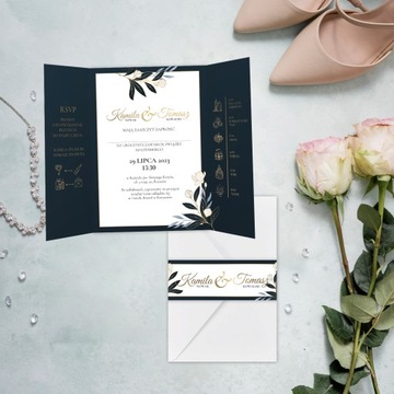 СВАДЕБНЫЕ ПРИГЛАШЕНИЯ, КОНВЕРТ, ТЕМНО-СИНЯЯ КОЛОСКА, Z2