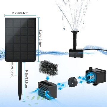 FONTANNA DO OCZKA SOLARNA POMPA FONTANNOWA MAŁA FONTANNA OGRODOWA 200L/H