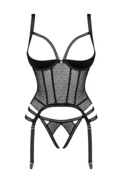Корсет и стринги Obsessive Lanelia черный M/L