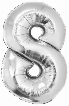 Duży Balon Foliowy Srebrny Cyfra 8 Urodziny 76cm