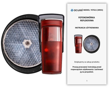 Светоотражающий фотоэлемент для ворот, датчик движения 15м + зеркало