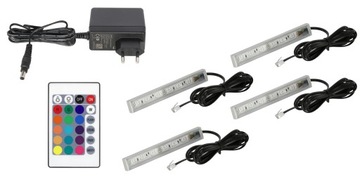 4x LED RGB do witryn gablot półek szyb